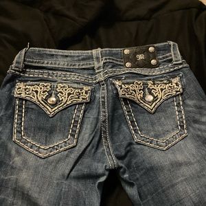 Miss Me jeans with back detail size 27 inseam 31 straight fit.